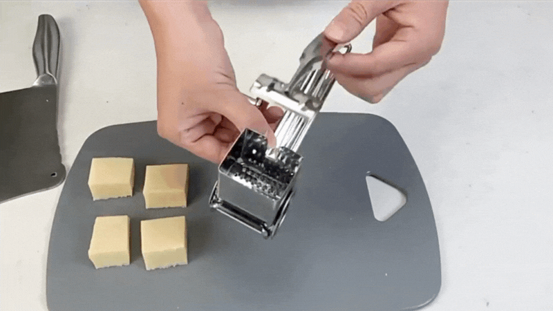 Cheese Grater | Stainless Steel Rotary Cheese Grater with 3 Cutters