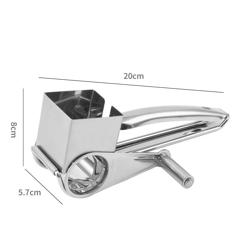 Cheese Grater | Stainless Steel Rotary Cheese Grater with 3 Cutters
