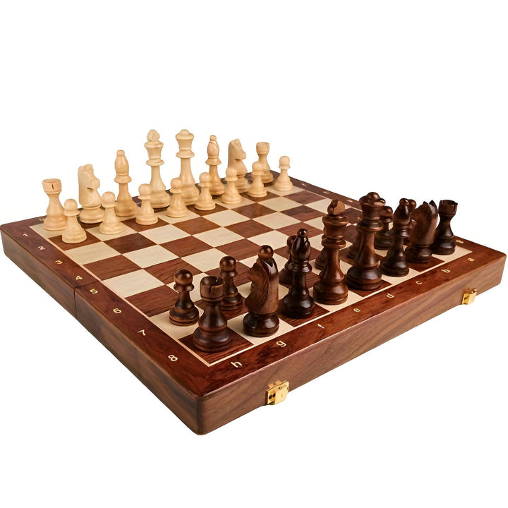 Wooden Chess Set with Storage Case | Classic Board Game with 32 Pieces and 2 Extra Queens | Smooth Finish for Family Play 5