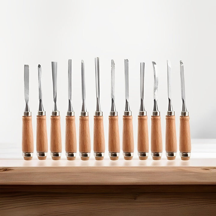 Wood Carving Chisels Set Hardened Steel | 12 Piece Kit with Storage Bag | Sharp Precision Carving Tools for Wood, Clay, Crafts 1