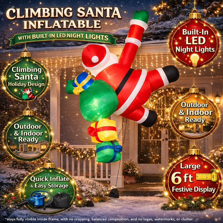 Climbing Santa Inflatable Christmas Decoration | LED Lights, Stakes, Ropes &amp; Sandbags Included | Outdoor Yard Decor 4