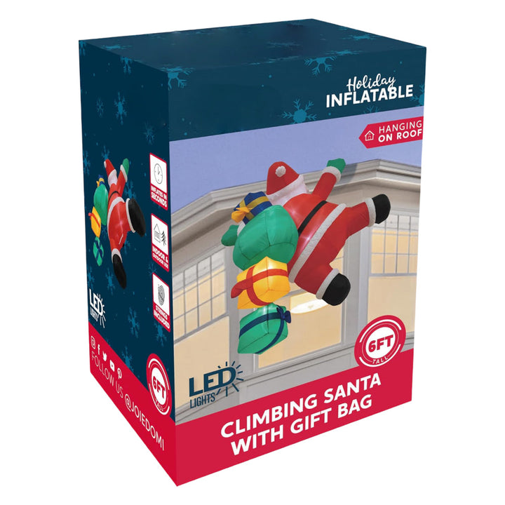 Climbing Santa Inflatable Christmas Decoration | LED Lights, Stakes, Ropes &amp; Sandbags Included | Outdoor Yard Decor 9