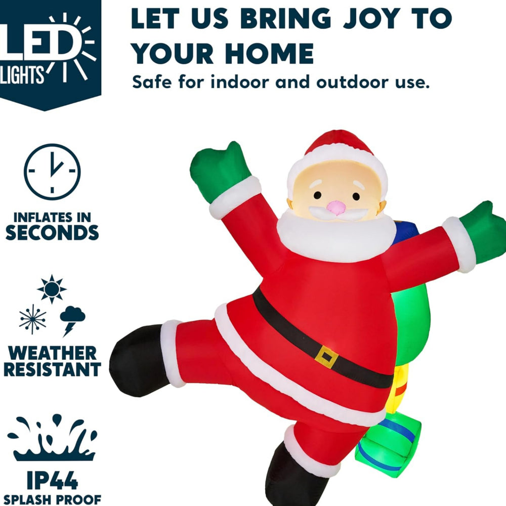 Climbing Santa Inflatable Christmas Decoration | LED Lights, Stakes, Ropes &amp; Sandbags Included | Outdoor Yard Decor 8