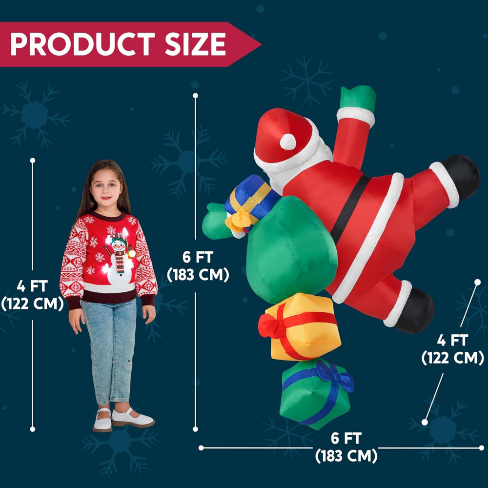 Climbing Santa Inflatable Christmas Decoration | LED Lights, Stakes, Ropes &amp; Sandbags Included | Outdoor Yard Decor 5
