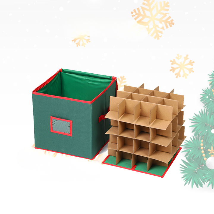 Christmas Ornament Storage Box | Holds Up to 64 Ornaments with Adjustable Dividers | Dust &amp; Moisture Resistant Fabric 3