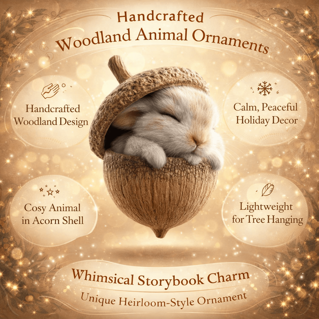 Woodland Animal Acorn Christmas Ornaments | Handcrafted Forest Design in 6 Styles | Lightweight Acrylic Decorations 4