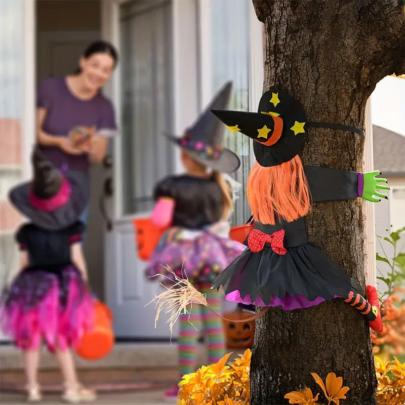 Climbing Witch Tree Decoration Halloween | Indoor Outdoor Hanging Pendant | Lightweight Spooky Party Decoration