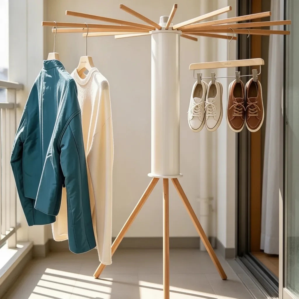 Clothes Drying Rack | Wooden Foldable Tripod Stand