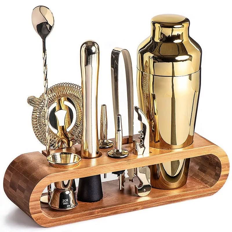 Cocktail Set Stainless Steel | 10-Piece Home Bar Tool Kit with Shaker &amp; Ice Tongs | Rust-Resistant, Easy to Clean