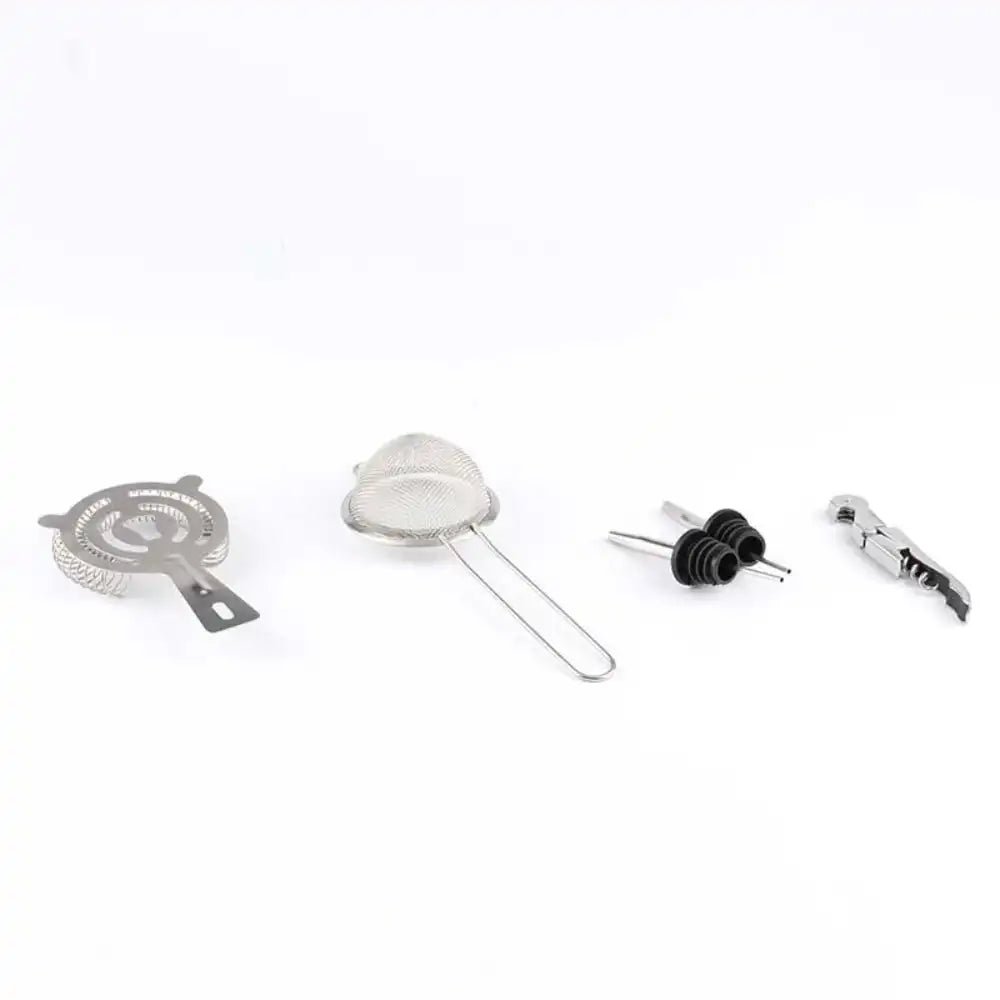 Cocktail set with wooden stand – 10-piece, stainless steel 3