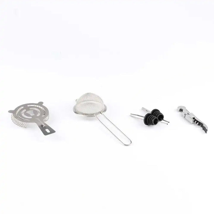 Cocktail set with wooden stand – 10-piece, stainless steel 3