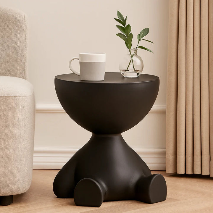 Round Side Table Plastic | Compact Stool-Style Accent Table | Space-Saving Design for Living Room, Bedroom or Hallway 1