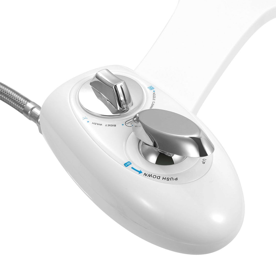 Cold Water Bidet Attachment | Dual Nozzle | Self-Cleaning | Fits Standard Toilets | White