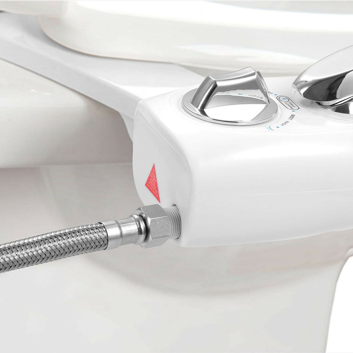 Cold Water Bidet Attachment | Dual Nozzle | Self-Cleaning | Fits Standard Toilets | White