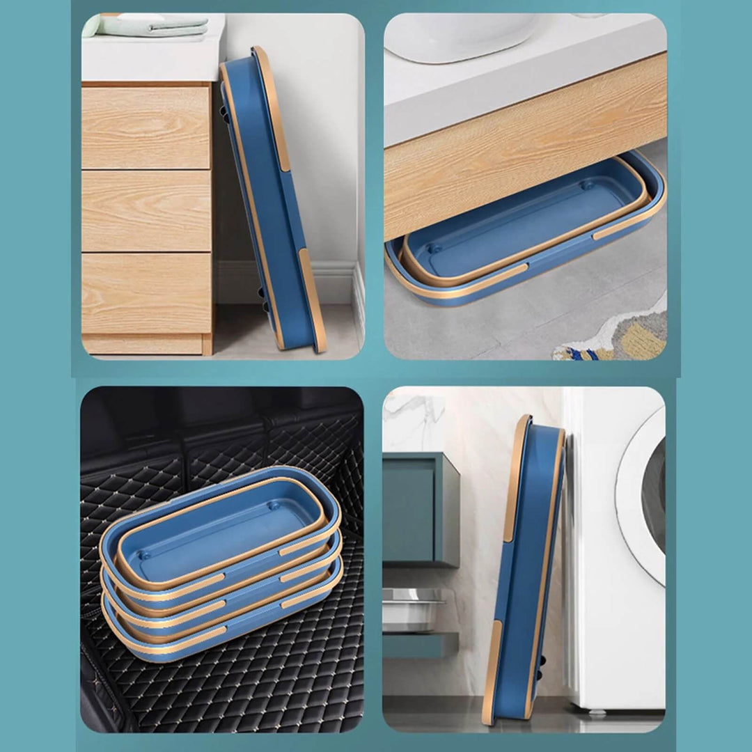 Collapsible Mop Bucket | Folds Flat for Compact Storage | Lightweight with Wide Opening and Integrated Carry Handle