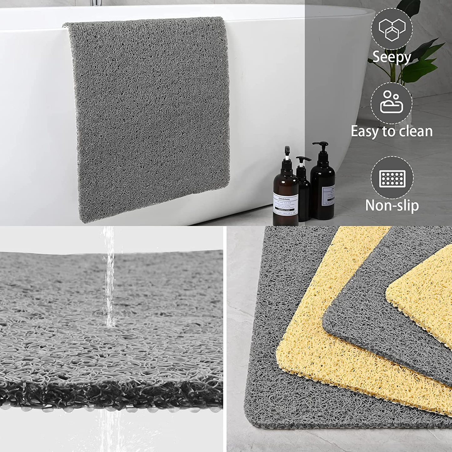 Comfort Grip | Non-Slip Bath Mat with Quick Drainage & Textured Surface | Safe Shower Experience 7