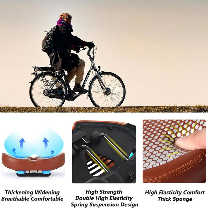 Comfortable Bike Seat | Oversized Noseless Design with Shock Absorption | Pain-Free Cycling for Long Rides