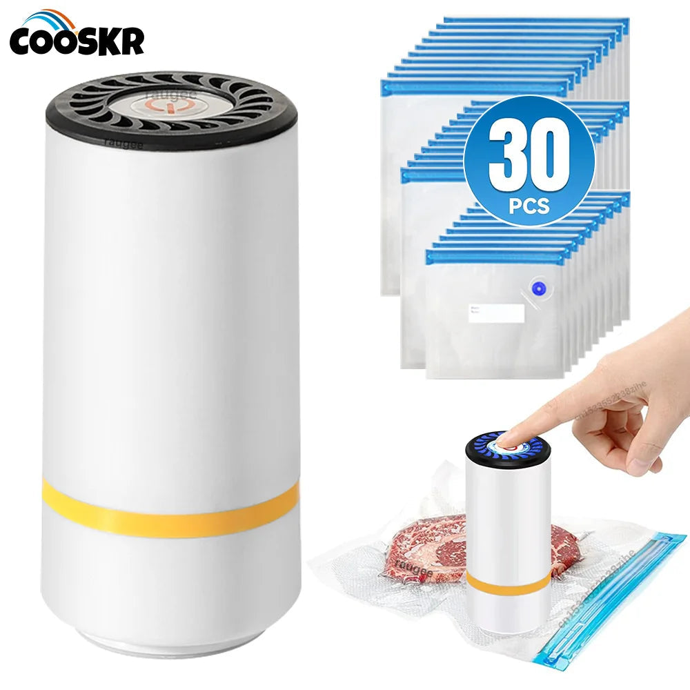 Compact Electric Vacuum Sealer | Portable Food Sealer with Reusable Bags