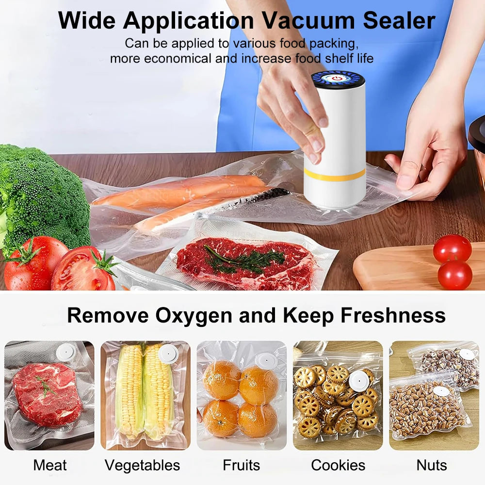 Compact Electric Vacuum Sealer | Portable Food Sealer with Reusable Bags
