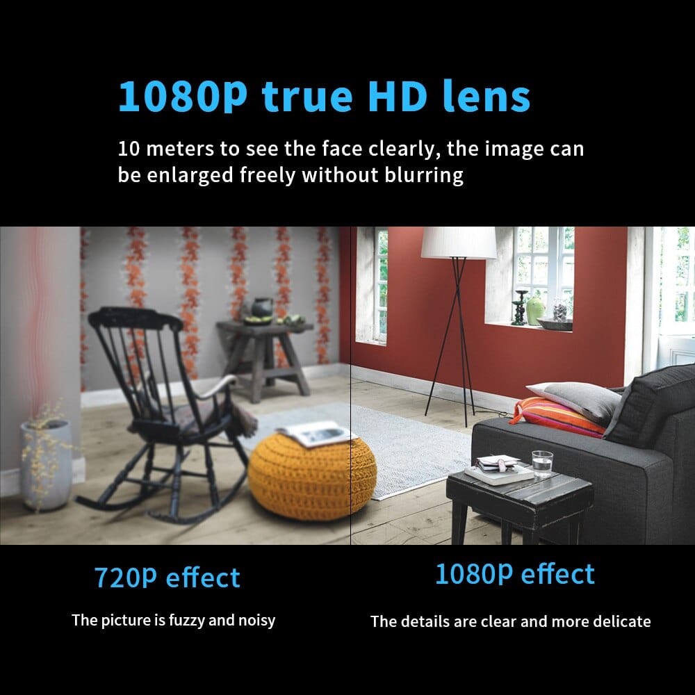 Compact Wireless Security Camera | 1080P HD | Night Vision 30ft | 120° FOV | iOS &amp; Android