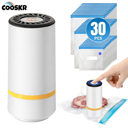 Compact Electric Vacuum Sealer | Portable Food Sealer with Reusable Bags