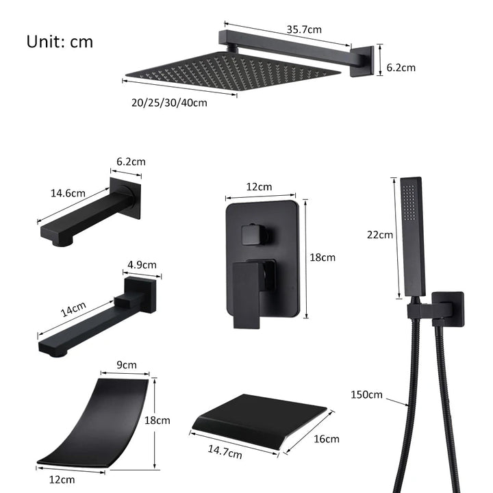 Concealed Rain &amp; Waterfall Shower System