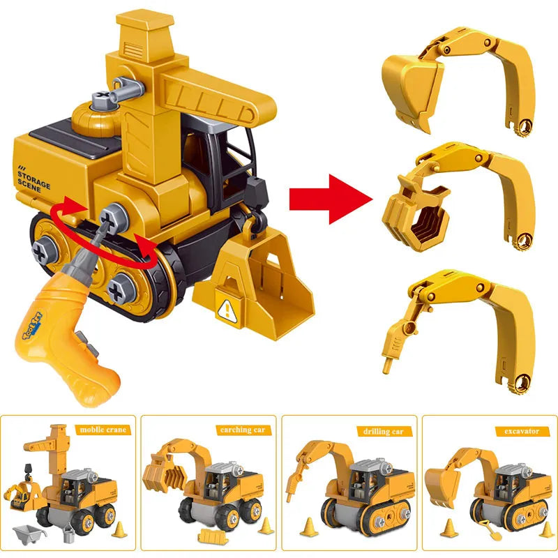 Construction Vehicle Toy Set | Electric & Manual Screwdriver | Ages 3+ | STEM