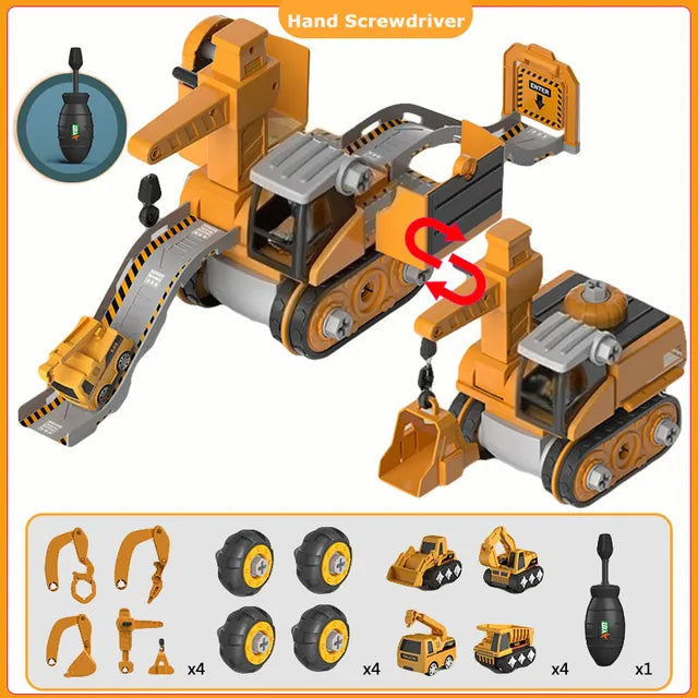 Construction Vehicle Toy Set | Electric &amp; Manual Screwdriver | Ages 3+ | STEM