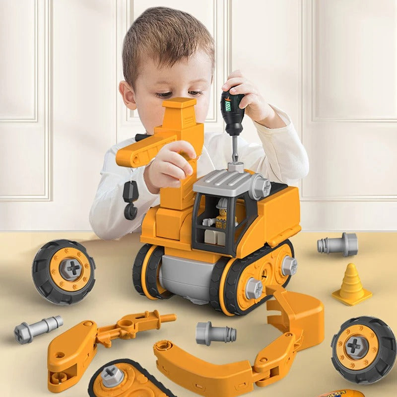 Construction Vehicle Toy Set | Electric & Manual Screwdriver | Ages 3+ | STEM