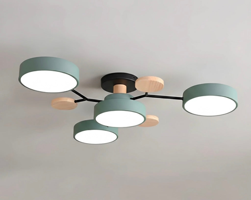 Modern circular LED flush mount ceiling light with iron frame and acrylic diffuser for indoor residential spaces