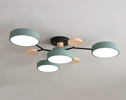 Modern circular LED flush mount ceiling light with iron frame and acrylic diffuser for indoor residential spaces