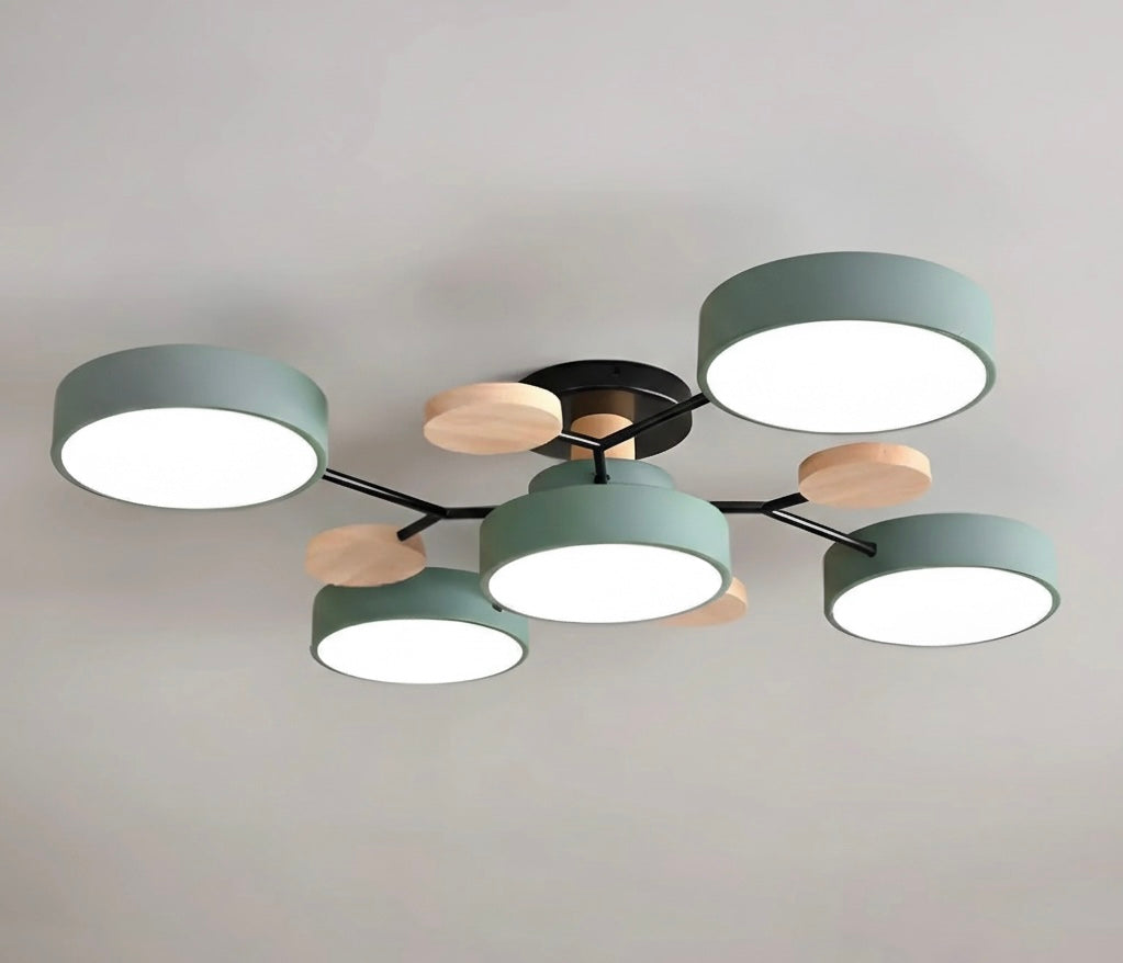 Modern circular LED flush mount ceiling light with iron frame and acrylic diffuser for indoor residential spaces