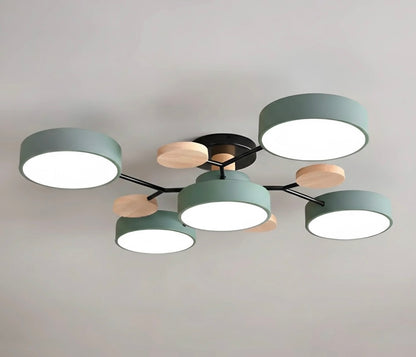 Modern circular LED flush mount ceiling light with iron frame and acrylic diffuser for indoor residential spaces