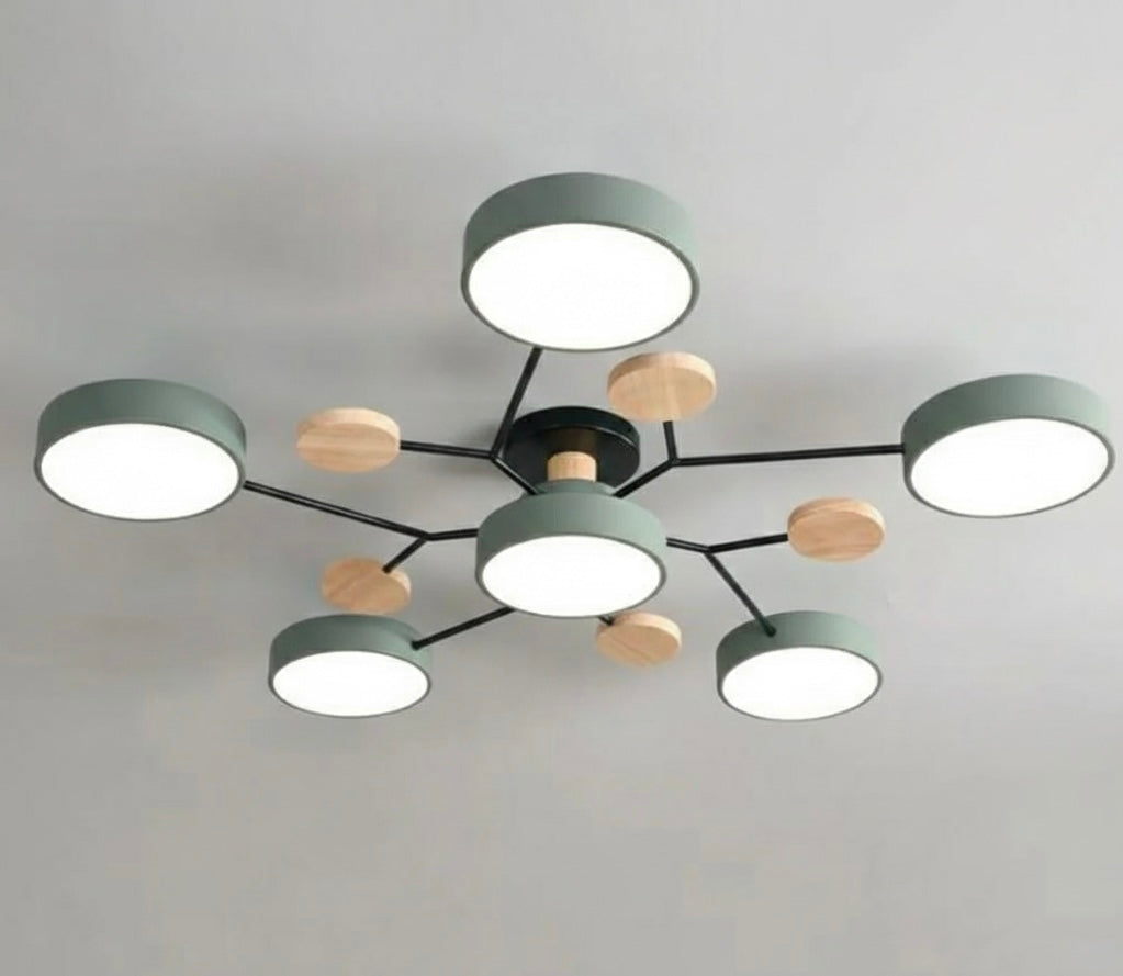 Modern circular LED flush mount ceiling light with iron frame and acrylic diffuser for indoor residential spaces