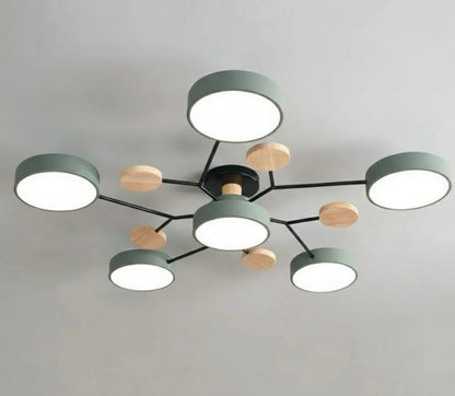 Modern circular LED flush mount ceiling light with iron frame and acrylic diffuser for indoor residential spaces