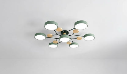 Modern circular LED flush mount ceiling light with iron frame and acrylic diffuser for indoor residential spaces