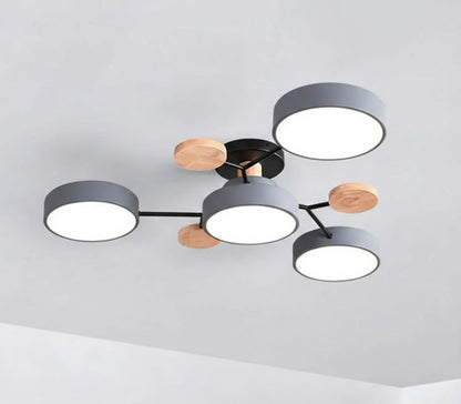Modern circular LED flush mount ceiling light with iron frame and acrylic diffuser for indoor residential spaces