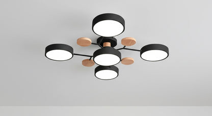 Modern circular LED flush mount ceiling light with iron frame and acrylic diffuser for indoor residential spaces