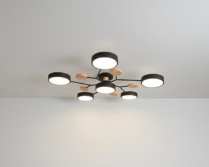 Modern circular LED flush mount ceiling light with iron frame and acrylic diffuser for indoor residential spaces