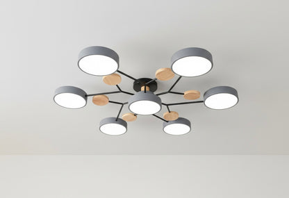 Modern circular LED flush mount ceiling light with iron frame and acrylic diffuser for indoor residential spaces