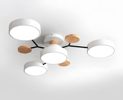 Modern circular LED flush mount ceiling light with iron frame and acrylic diffuser for indoor residential spaces