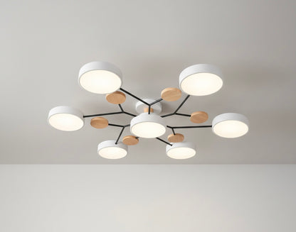 Modern circular LED flush mount ceiling light with iron frame and acrylic diffuser for indoor residential spaces