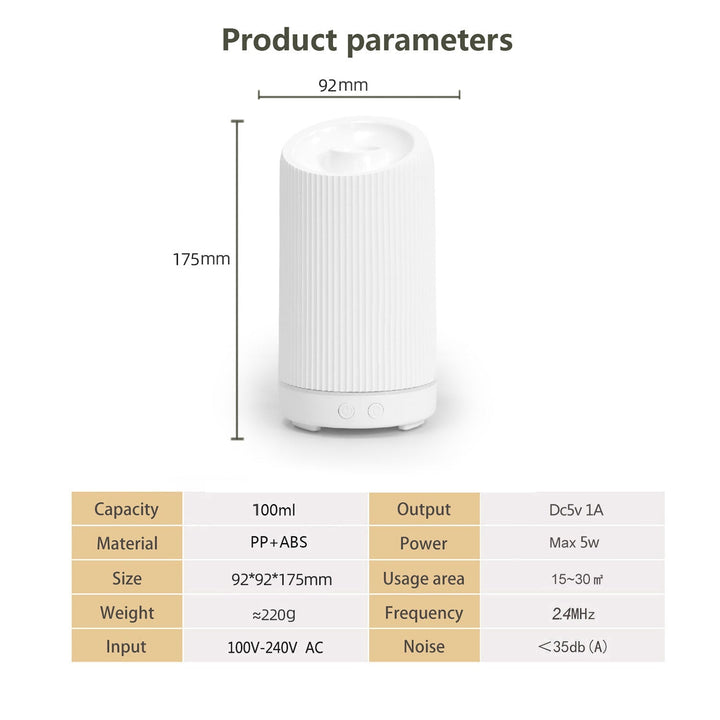 Cool Mist Humidifier &amp; Essential Oil Diffuser | Ultra-Quiet 36dB | 100ml | Remote Control | 8hr+