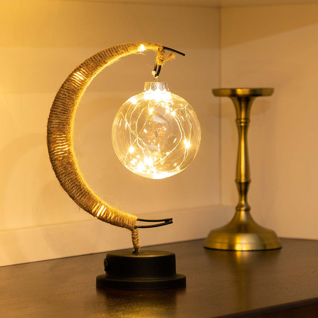 Moon Table Lamp LED 27 cm | Golden Shimmer, Cosmic Purple, Galaxy Blue | Battery-Powered, No Cables, Warm White Glow 9