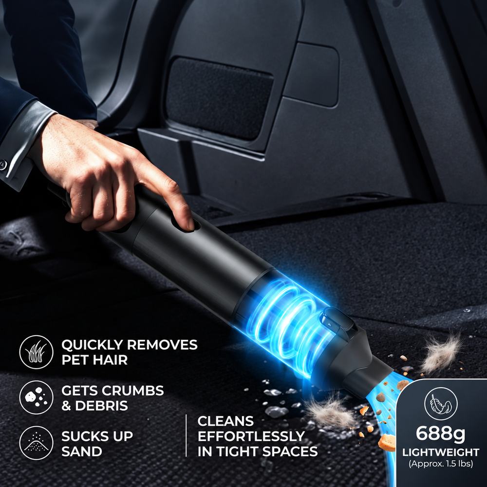 Cordless Car Vacuum | Handheld Body, Angled Crevice Nozzle