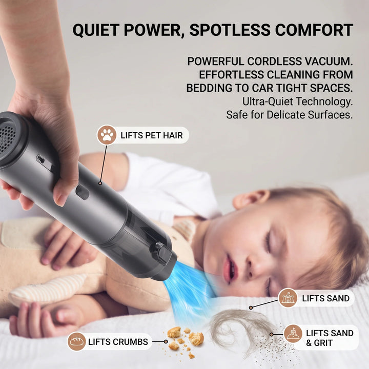 Cordless Car Vacuum | Handheld Body, Angled Crevice Nozzle