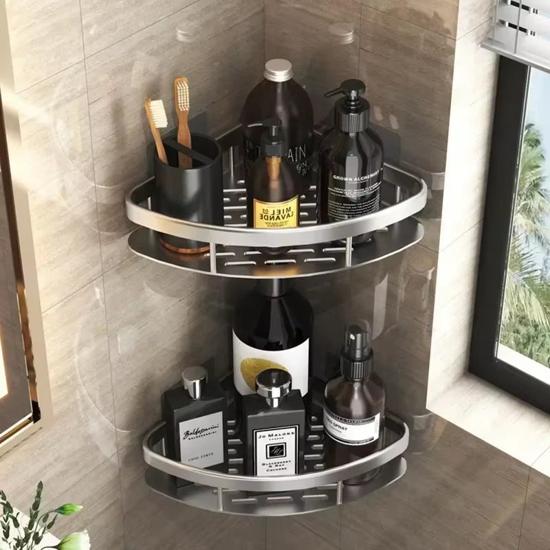 Corner Shelf Aluminum No Drilling | Bathroom Shower Organiser 2-Pack