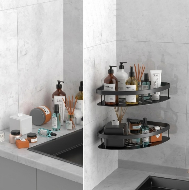 Corner Shelf Aluminum No Drilling | Bathroom Shower Organiser 2-Pack
