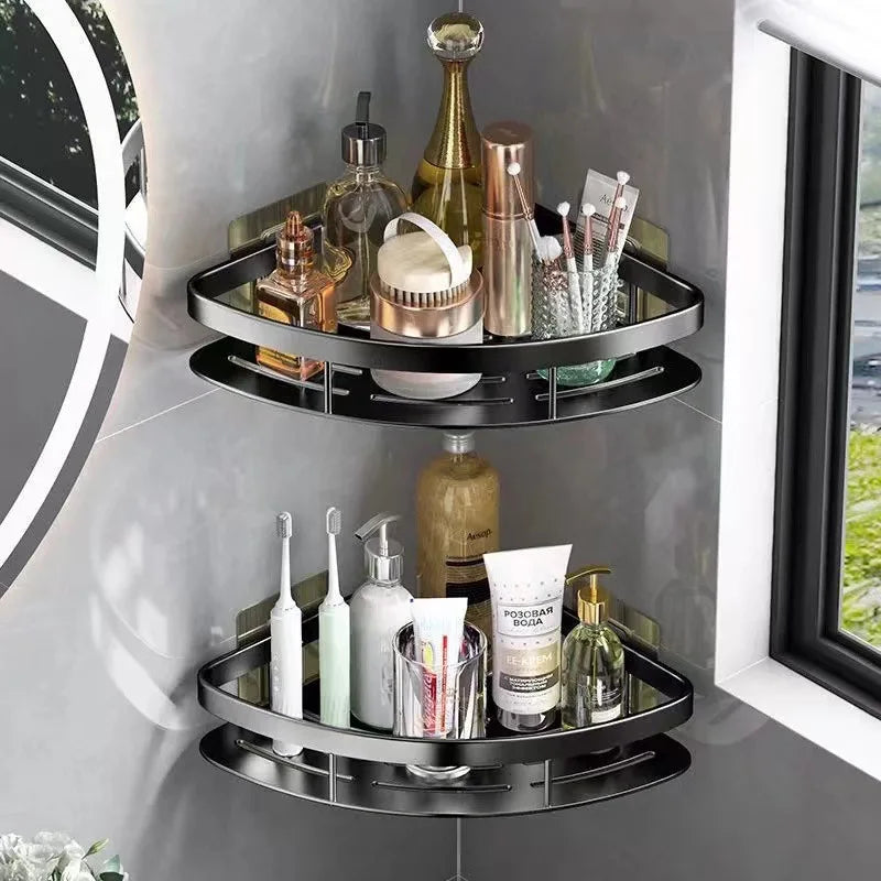 Corner Shelf Aluminum No Drilling | Bathroom Shower Organiser 2-Pack