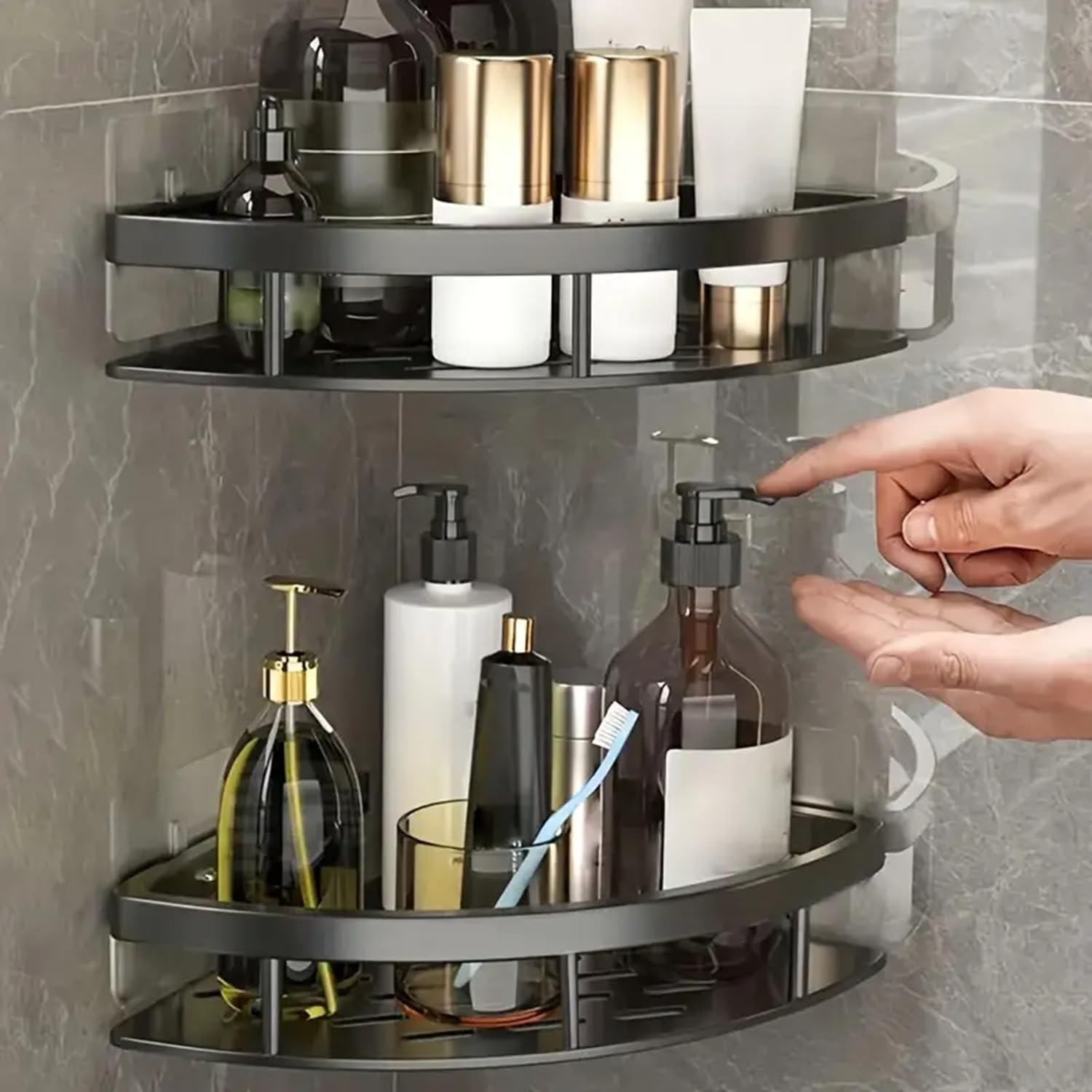 Corner Shelf Aluminum No Drilling | Bathroom Shower Organiser 2-Pack